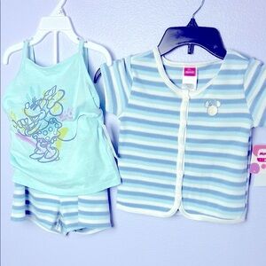 Disney Kids 3 Piece Set - Mint Green Aqua Blue and Cream